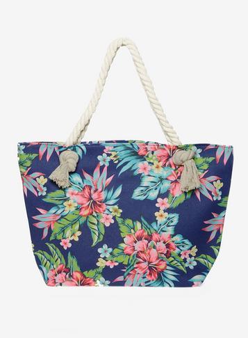 Dorothy Perkins *southbeach Blue Tropical Print Shopper Bag