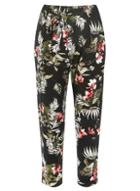 Dorothy Perkins Petite Black And Pink Safari Floral Print Joggers