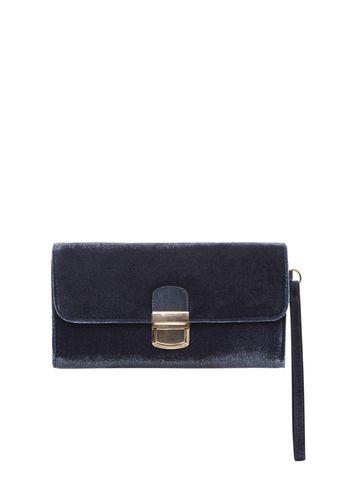 Dorothy Perkins Navy Velvet Pushlock Wristlet Clutch