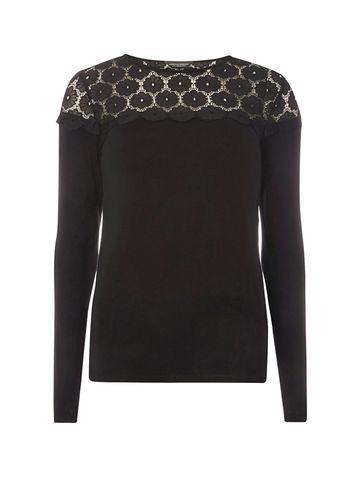 Dorothy Perkins Black Lace Yoke Top