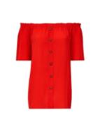 Dorothy Perkins *tall Red Button Bardot Top