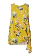 Dorothy Perkins Dp Curve Ochre Floral Print Side Knot Shell Top