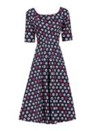 Dorothy Perkins *jolie Moi Navy Printed Fit And Flare Dress