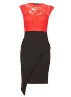 Dorothy Perkins *feverfish Red Lace Contrast Bodycon Dress