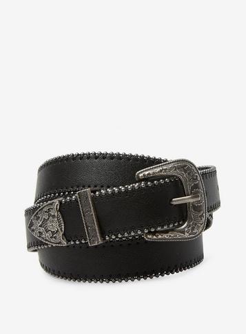 Dorothy Perkins Black Bead Edge Western Belt