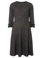 Dorothy Perkins *tall Charcoal Brushed Ruffle Cuff Fit And Flare Dress