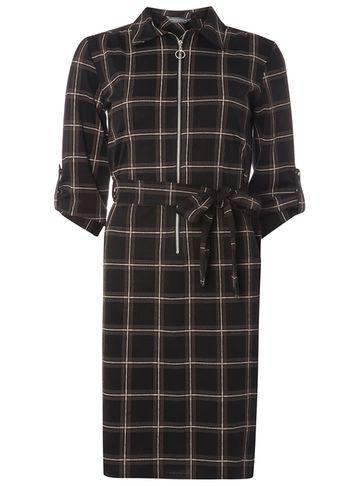 Dorothy Perkins *tall Grey And Ivory Check Shirt Dress