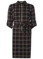 Dorothy Perkins *tall Grey And Ivory Check Shirt Dress