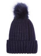 *quiz Navy Sequin Pom Pom Knitted Hat
