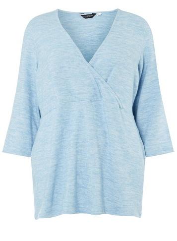 Dorothy Perkins *dp Curve Blue Brushed Wrap Top