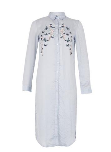 *voulez Vous Pale Blue Embroidery Shirt Dress