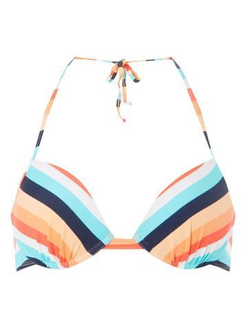 Dorothy Perkins *dp Beach Coral Multi Striped Bikini Top