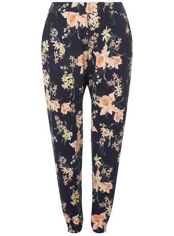 Dorothy Perkins Dp Curve Navy Tropical Print Jersey Jogger