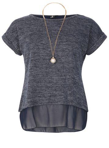 Dorothy Perkins *izabel London Navy Short Sleeve Top