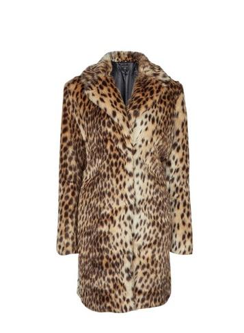 Dorothy Perkins Brown Leopard Print Faux Fur Coat