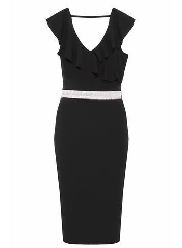 Dorothy Perkins *quiz Black Frill Diamante Bodycon Dress