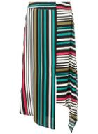 Dorothy Perkins Multi Colour Striped Asymmetric Midi Skirt