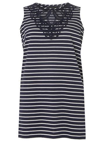 Dorothy Perkins Dp Curve Navy Stripe Lace Applique Vest