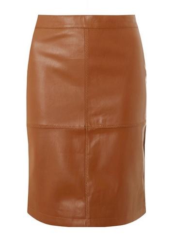Dorothy Perkins *vila Brown Faux Leather Skirt