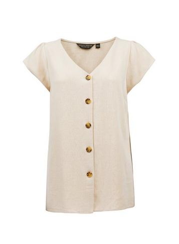 Dorothy Perkins Beige Linen Button Top