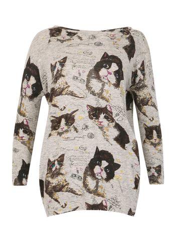 Dorothy Perkins *tenki Grey Cat Print Jumper