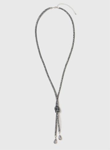 Dorothy Perkins Black Mesh Knot Necklace