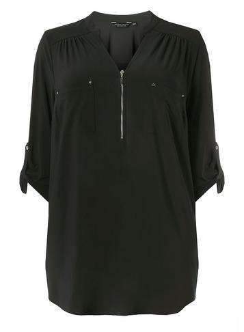 Dorothy Perkins *dp Curve Black Zip Jersey Shirt