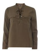 Dorothy Perkins *izabel London Khaki Lace-up Shirt