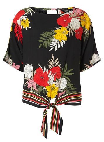 Dorothy Perkins Floral Stripe Tie Hem T-shirt