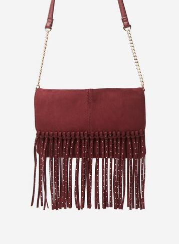 Dorothy Perkins Berry Studded Fringe Cross Body Bag