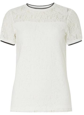 Dorothy Perkins Ivory Ribbed Lace T-shirt
