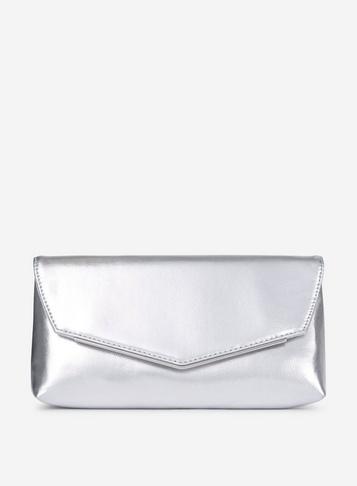 Dorothy Perkins Silver Metal Bar Clutch Bag