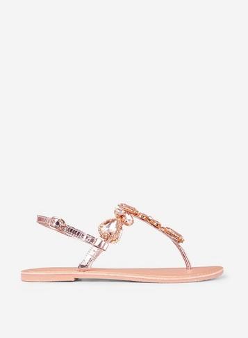 Dorothy Perkins Rose Gold Jel Gem Sandals