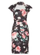 Dorothy Perkins *feverfish Black Rose Print Dress