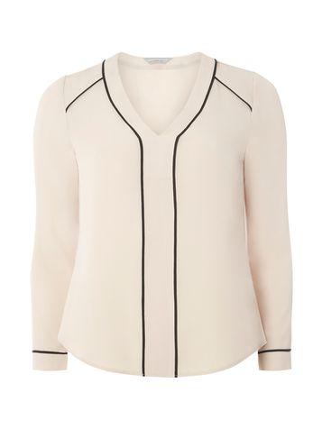 Dorothy Perkins Petite Neutral Piped Blouse