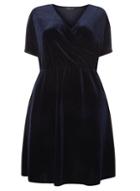 Dorothy Perkins Dp Curve Navy Velvet Wrap Dress