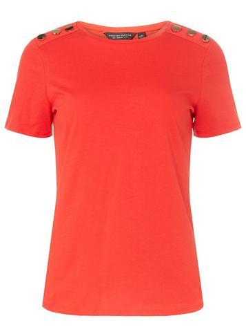 Dorothy Perkins Red Button Shoulder T-shirt
