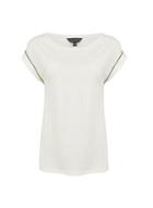 Dorothy Perkins Ivory Pique Trim Slub T-shirt