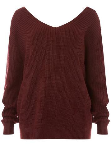 Dorothy Perkins Dark Red Knot Back Jumper