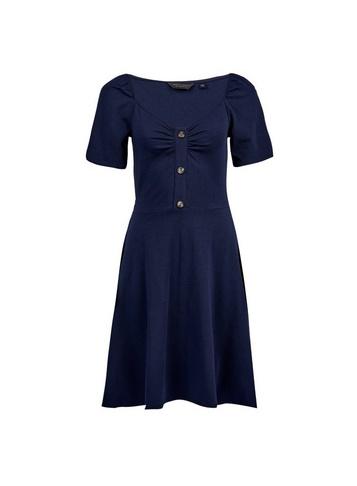 Dorothy Perkins Navy Sweetheart Button Detail Fit And Flare Dress