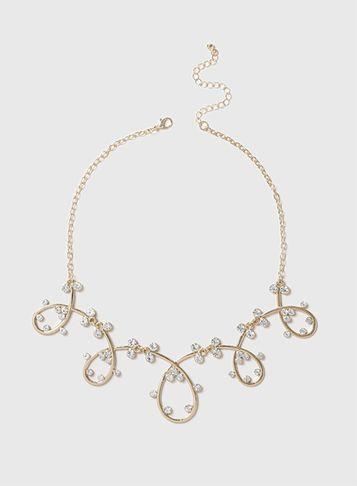 Dorothy Perkins Rhinestone Swirl Necklace