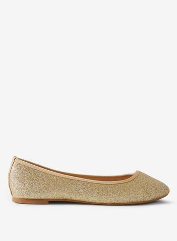Dorothy Perkins Wide Fit Gold Prism Ballerina Pumps
