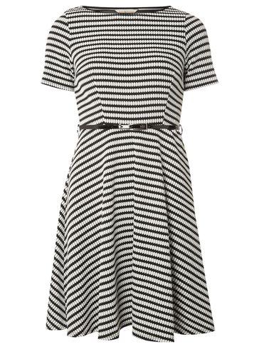 Dorothy Perkins *billie & Blossom Monochrome Tile Jacquard Dress With Belt