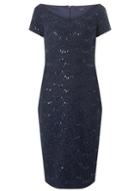 Dorothy Perkins *scarlett B Navy Bardot Lace Midi Pencil Dress