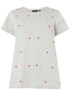 Dorothy Perkins *dp Curve Grey Heart Embroidered T-shirt