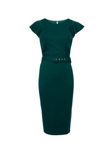 Dorothy Perkins *green Self Belt Pencil Dress