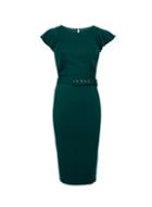 Dorothy Perkins *green Self Belt Pencil Dress