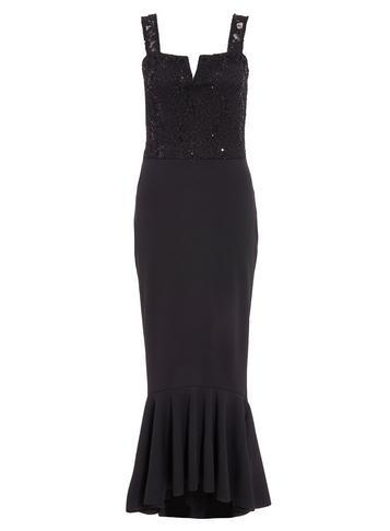 Dorothy Perkins *quiz Black Sequin Fishtail Maxi Dress