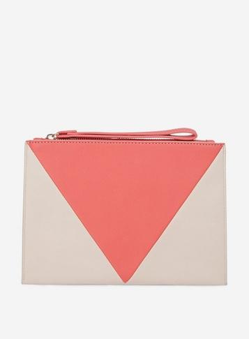 Dorothy Perkins Coral Panel Wristlet Clutch Bag