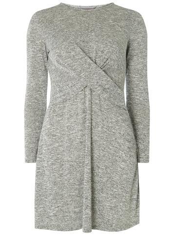 Dorothy Perkins Petite Grey Twist Front Skater Dress
